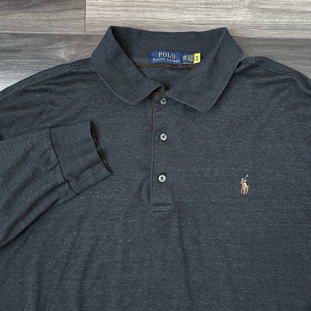 Polo Ralph Lauren Classic Polo Shirt Men's 1XB Big Gray Long Sleeve Pony
